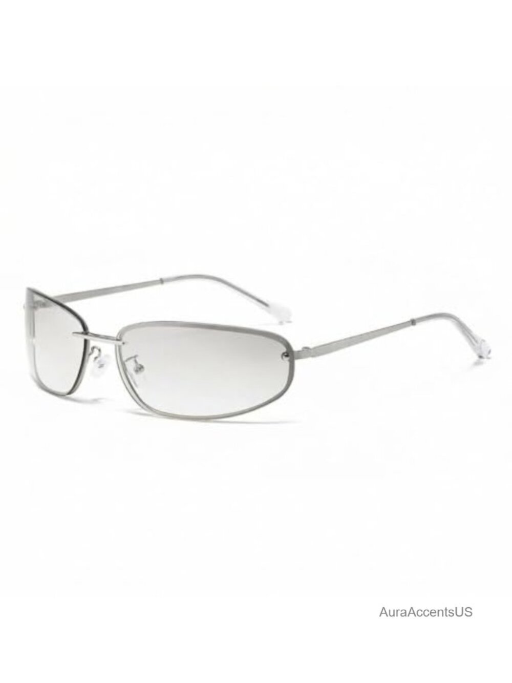 Y2K Oval Rimless Sunglasses Women Retro 2000s Shield UV Protection